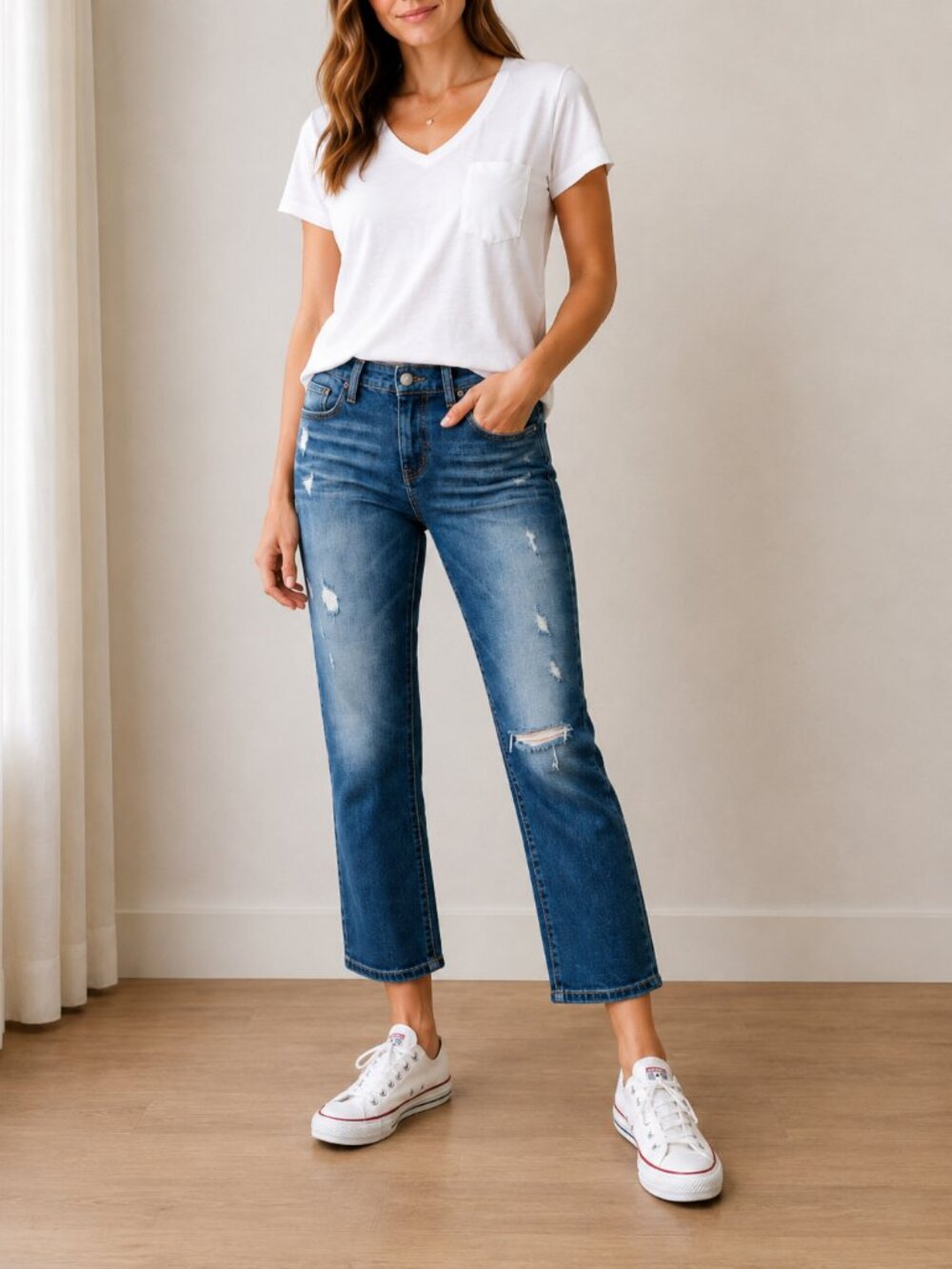 Joe's Jeans The Ex-Lover Straight Crop Jeans Distressed Medium Wash 24